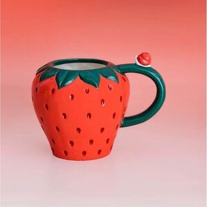 Ceramic Strawberry mug w/ snail accent